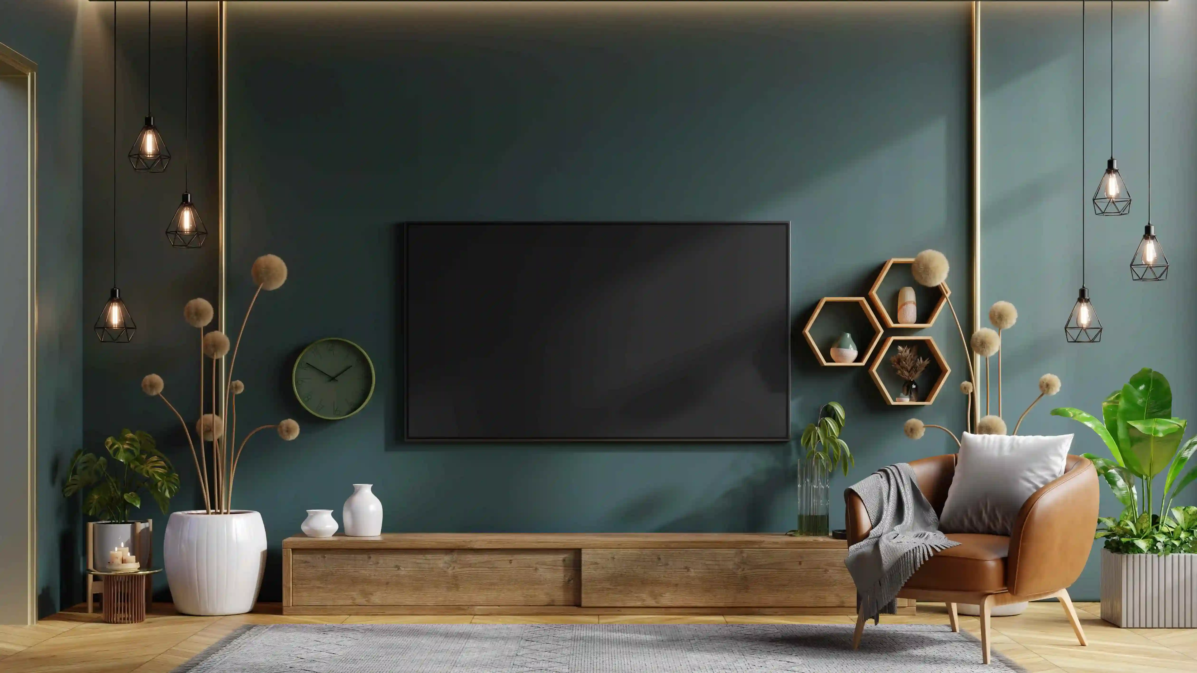 living-room-mockup-a-tv-wall-mounted-with-leather